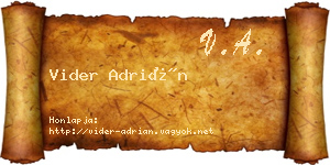 Vider Adrián névjegykártya