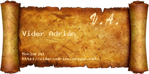 Vider Adrián névjegykártya